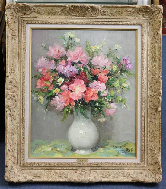 § Marcel Dyf (1899-1985) Godetias, 21 x 17.5in.